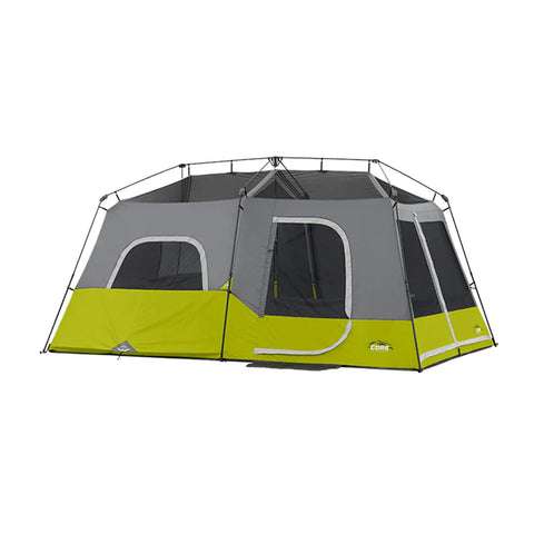 CORE EQUIPMENT 9-Person Instant Cabin Tent (14' x 9') – Grey/Green, Spacious Family Camping