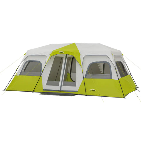 CORE EQUIPMENT 12-Person Instant Cabin Tent (18' x 10') – Grey/Green Family Camping Tent
