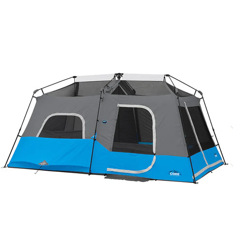 CORE EQUIPMENT 9-Person Lighted Instant Cabin Tent (14’ x 9’) – Grey/Blue