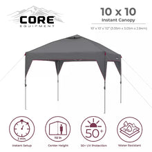 CORE EQUIPMENT 10' x 10' Instant Canopy – Dark Grey Outdoor Pop-Up Tent