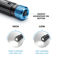 CORE EQUIPMENT 1500 Lumen Rechargeable Flashlight with Auto-Brightness Control