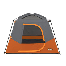 CORE Equipment 4-Person Straight Wall Cabin Tent (8' x 7') – Grey & Orange Easy Setup Camping Tent