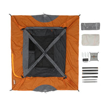 CORE EQUIPMENT 6-Person Straight Wall Cabin Tent (10' x 9') – Spacious Family Camping Tent, Grey/Orange