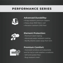 CORE EQUIPMENT 4-Person Instant Cabin Tent (8' x 7') – Grey/Green | Easy Setup Camping Tent