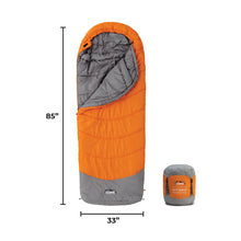 CORE EQUIPMENT 40-Degree Hybrid Sleeping Bag – Lightweight Camping Sleeping Bag (Orange/Grey)