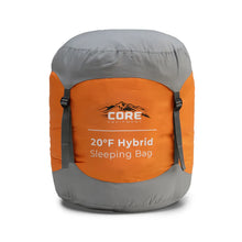 CORE EQUIPMENT 20° Hybrid Sleeping Bag – Lightweight Camping Sleeping Bag (Orange/Grey)