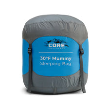 CORE EQUIPMENT 30° Mummy Sleeping Bag – Blue/Grey | Lightweight Cold-Weather Camping Bag