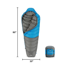 CORE EQUIPMENT 30° Mummy Sleeping Bag – Blue/Grey | Lightweight Cold-Weather Camping Bag