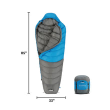 CORE EQUIPMENT 10° Mummy Sleeping Bag – Blue/Grey | Lightweight Cold-Weather Camping Bag