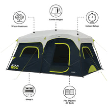 CORE EQUIPMENT 9-Person Instant Cabin Blockout Tent – 14' x 9' Grey/Black