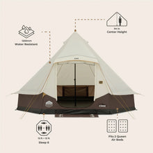CORE EQUIPMENT 6-Person Lighted Bell Tent (13' x 12') – Mocha Latte Canvas Camping Tent