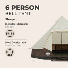CORE EQUIPMENT 6-Person Lighted Bell Tent (13' x 12') – Mocha Latte Canvas Camping Tent
