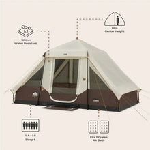 CORE EQUIPMENT 6-Person Lighted Instant Pyramid Tent (12' x 7') – Mocha Latte | Easy Setup Family Camping Tent