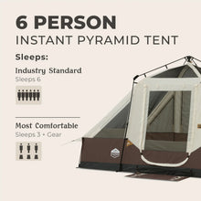 CORE EQUIPMENT 6-Person Lighted Instant Pyramid Tent (12' x 7') – Mocha Latte | Easy Setup Family Camping Tent