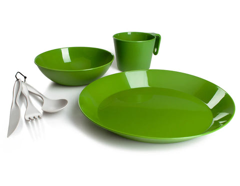 GSI Cascadian 1-Person Tableset – Lightweight Outdoor Camping Dinnerware (Green)