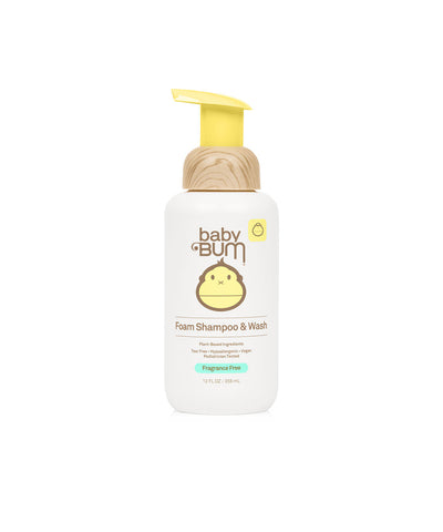 Sun Bum Baby Bum Shampoo & Wash Fragrance Free 12 oz – Gentle Tear-Free Baby Cleanser
