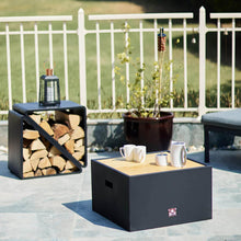 Bad Axe Log Cabin premium outdoor wood-fired fire pit for backyard and patio use