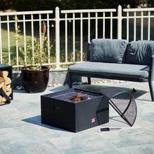 Bad Axe Log Cabin premium outdoor wood-fired fire pit for backyard and patio use