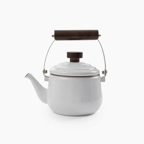 BareBones enamel teapot in eggshell finish durable and stylish kitchen teapot