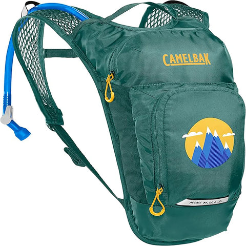 Camelbak Kids Mini M.U.L.E. 50oz hydration pack with Crux reservoir and Green Mountain design