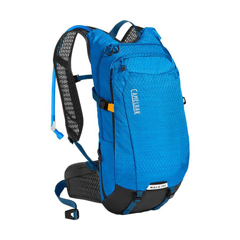 Camelbak M.U.L.E. Pro 14 hydration pack with 100oz water reservoir in Ibiza Blue and Orange