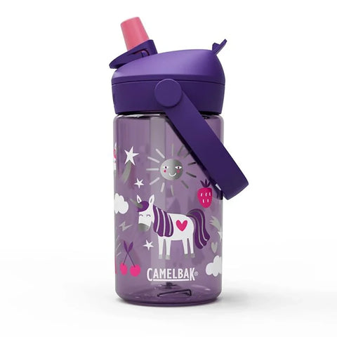 Camelbak Thrive Flip Straw Kids 14oz water bottle with unicorn party design