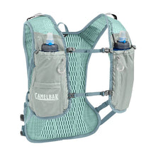 CamelBak Zephyr Pro 34 oz hydration vest in Pigeon/Blue Surf with Quick Stow bottle