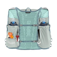 CamelBak Zephyr Pro 34 oz hydration vest in Pigeon/Blue Surf with Quick Stow bottle