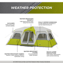 CORE 12 person instant cabin tent 18x10 grey and green large family camping tent