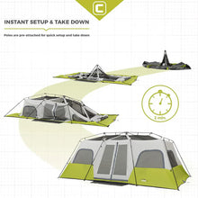 CORE 12 person instant cabin tent 18x10 grey and green large family camping tent