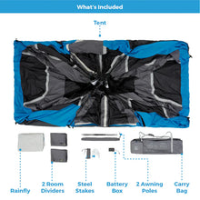 CORE 12 person lighted instant cabin tent 18x10 grey and blue large family camping tent
