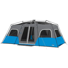 CORE 12 person lighted instant cabin tent 18x10 grey and blue large family camping tent
