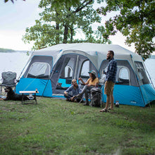CORE 12 person lighted instant cabin tent 18x10 grey and blue large family camping tent