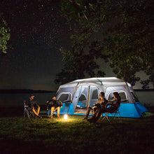 CORE 12 person lighted instant cabin tent 18x10 grey and blue large family camping tent