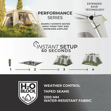 CORE EQUIPMENT 4 person instant cabin tent 8x7 grey and green