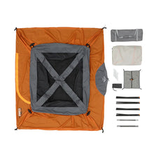 CORE 4 person straight wall cabin tent 8x7 grey and orange easy setup family camping tent with spacious interior