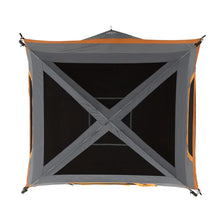 CORE 4 person straight wall cabin tent 8x7 grey and orange easy setup family camping tent with spacious interior