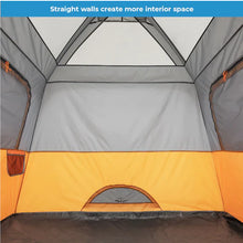 CORE 4 person straight wall cabin tent 8x7 grey and orange easy setup family camping tent with spacious interior