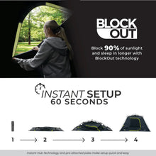 CORE 6-Person Instant Cabin Blockout Tent 11x9 Grey Black camping tent