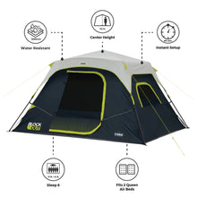 CORE 6-Person Instant Cabin Blockout Tent 11x9 Grey Black camping tent