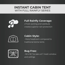 CORE 6-person instant cabin tent 11x9 ft with full rainfly spacious family camping tent