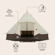 CORE 6-Person Lighted Bell Tent 13x12 Mocha Latte canvas camping tent