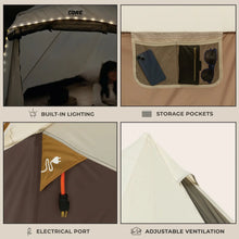CORE 6-Person Lighted Bell Tent 13x12 Mocha Latte canvas camping tent