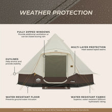 CORE 6-Person Lighted Bell Tent 13x12 Mocha Latte canvas camping tent