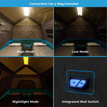 CORE 6-Person Lighted Instant Cabin Tent 11x9 grey and blue