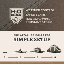 CORE 6-Person Lighted Instant Pyramid Tent 12x7 Mocha Latte family camping tent