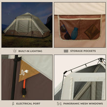 CORE 6-Person Lighted Instant Pyramid Tent 12x7 Mocha Latte family camping tent