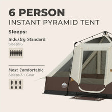 CORE 6-Person Lighted Instant Pyramid Tent 12x7 Mocha Latte family camping tent
