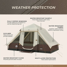 CORE 6-Person Lighted Instant Pyramid Tent 12x7 Mocha Latte family camping tent