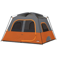 CORE 6 person straight wall cabin tent 10x9 grey and orange spacious family camping tent